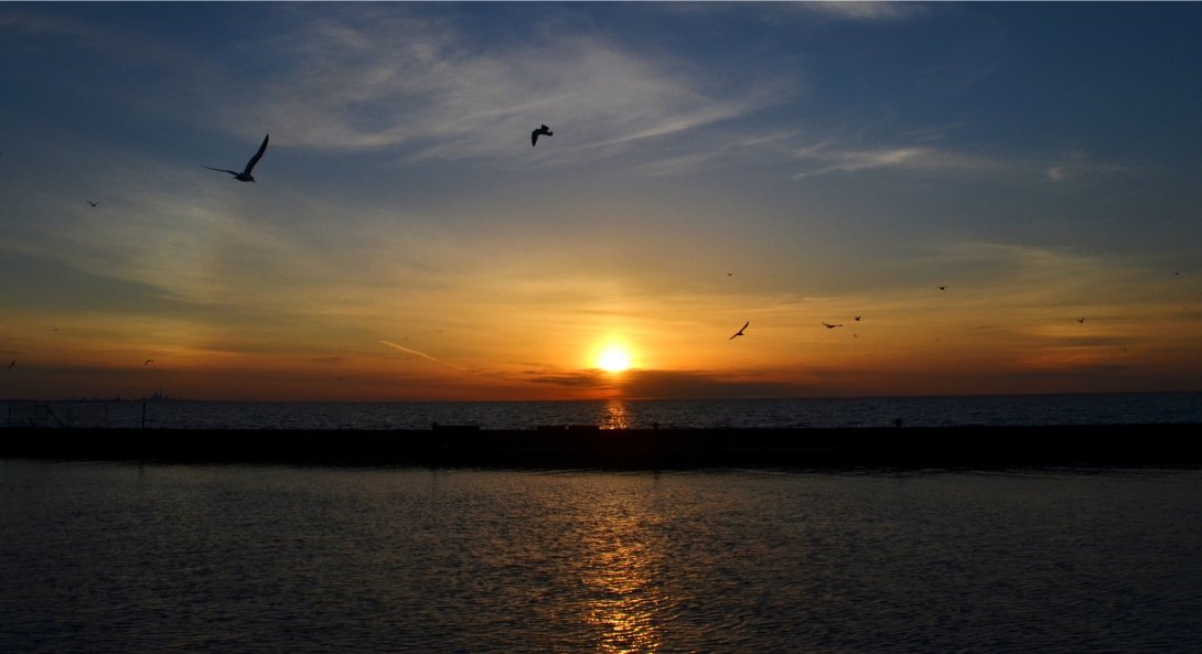 Darkening sky in the moment before sunset