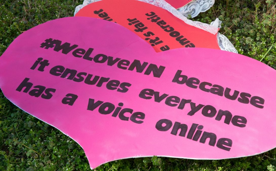 Valentine with the message "#WeLoveNN because it ensures everyone has a voice online"