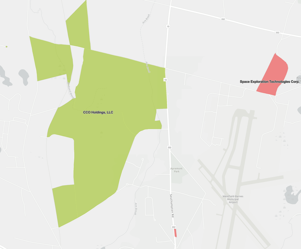 Map showing Charter's reported 75 customer locations in this area 