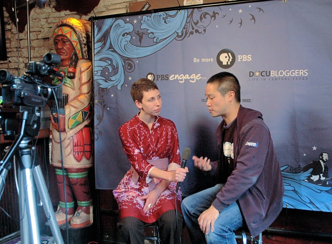 PBS affiliate interviews SXSW participants in Austin, Texas.