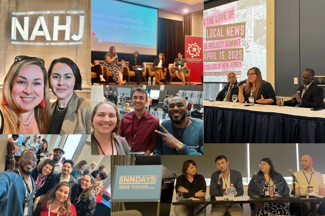Collage of Free Press' Future of Journalism team at various conferences