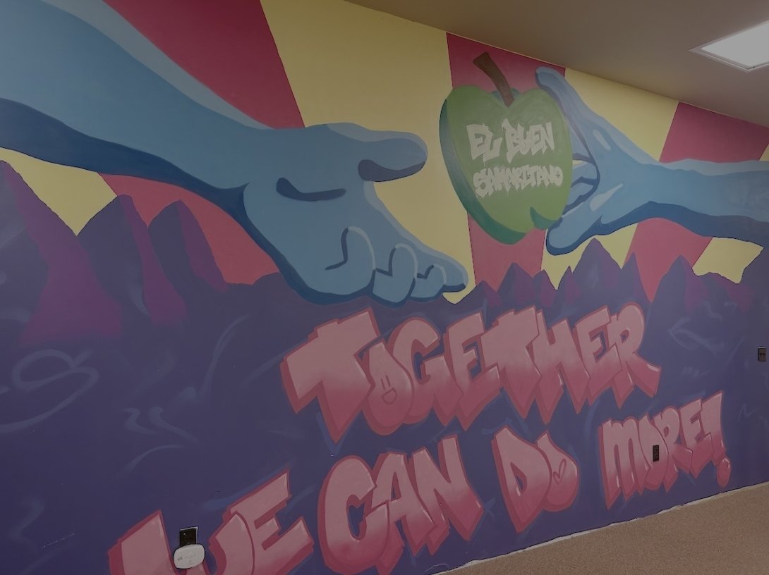 The mural at El Buen Samaritano in Worcester, MA