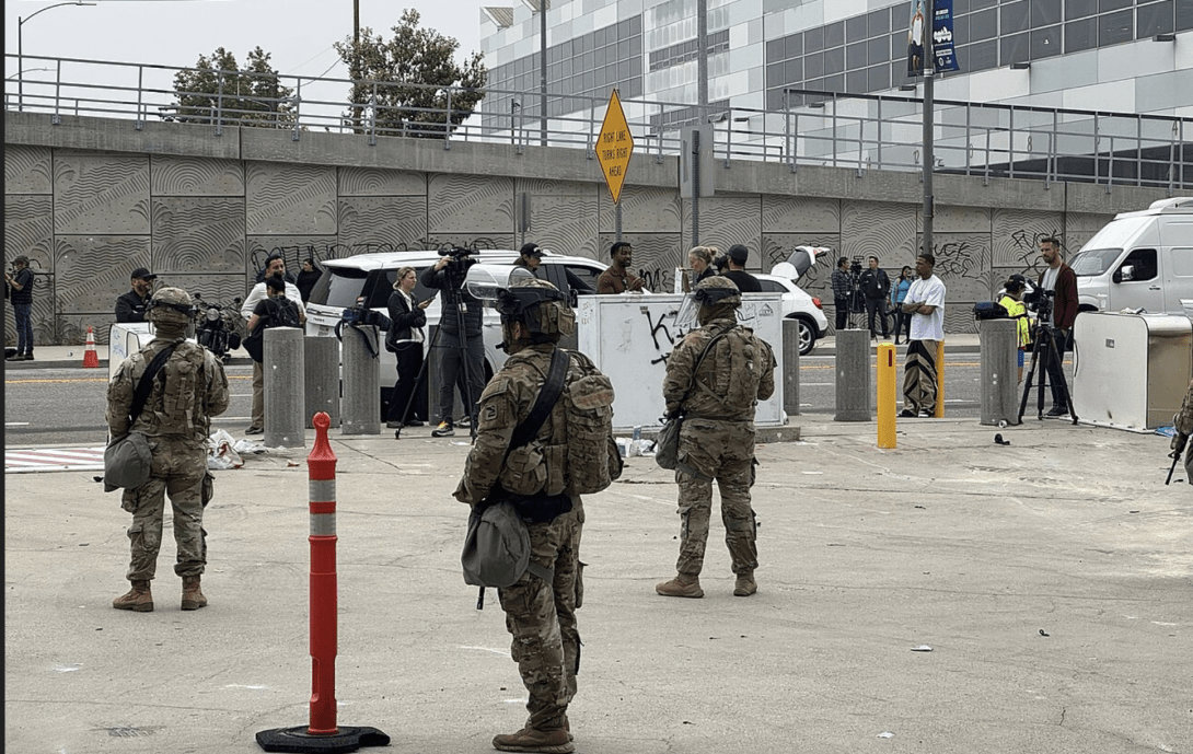 National Guard soldiers assemble in Los Angeles as part of the Trump administration's crackdown on protesters