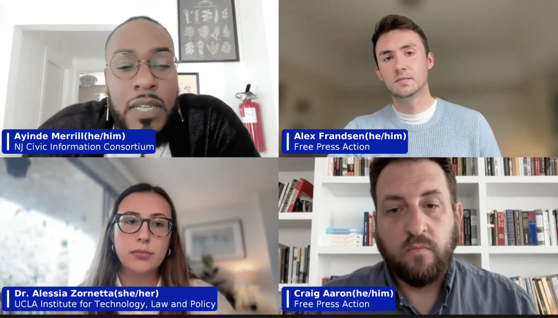 Speakers who took part in a Free Press Action/Media Power Collaborative webinar about the future of local journalism