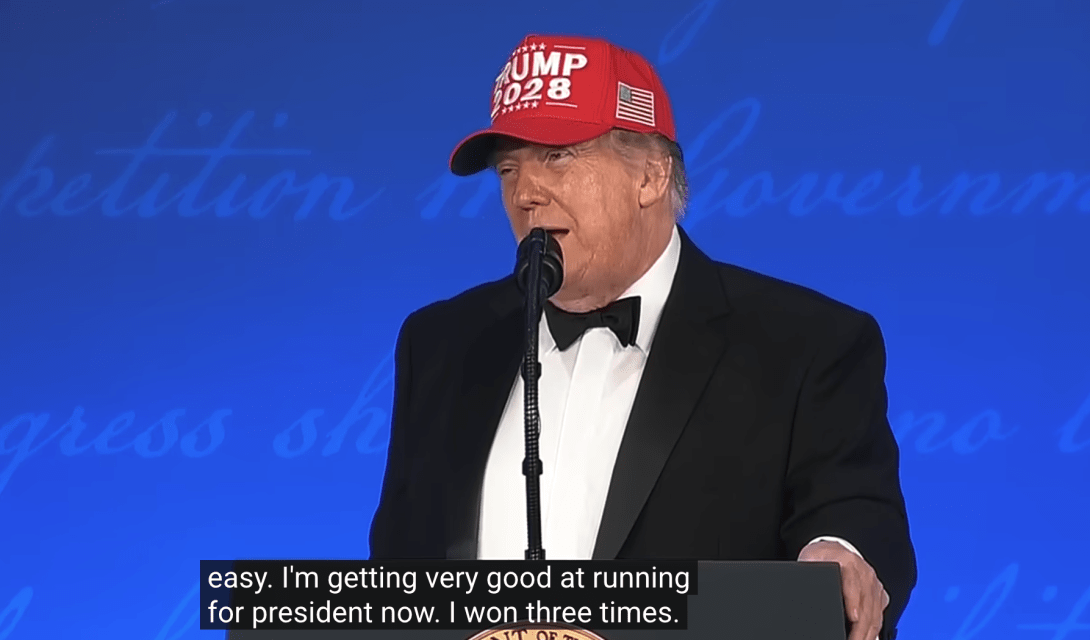 Trump speaking at the White House Correspondents Dinner