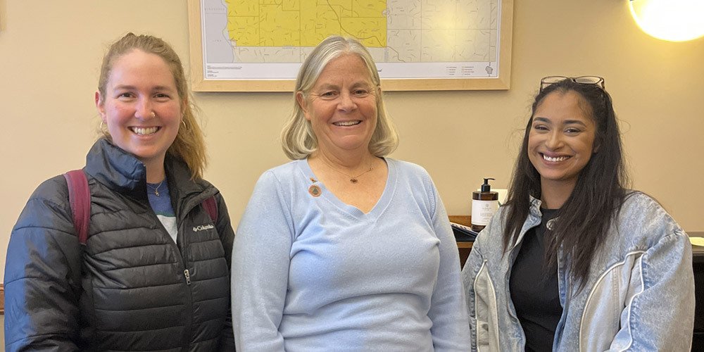 Free Press’ Sarah Stone and Arin Anderson with Wisconsin State Rep. Tara Johnson (center)