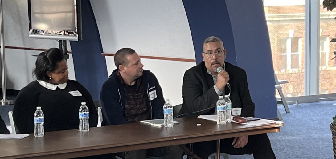 Free Press&rsquo; Joseph Torres speaking into a microphone