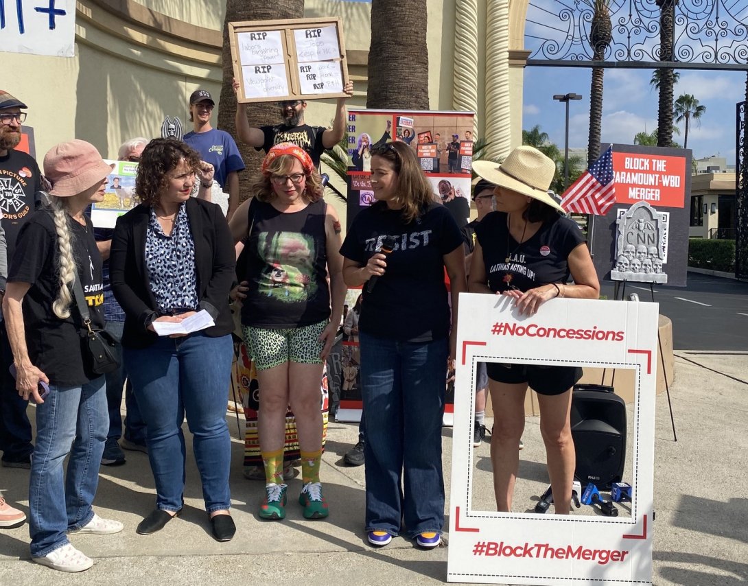 Anti-merger rally outside Paramount Studios