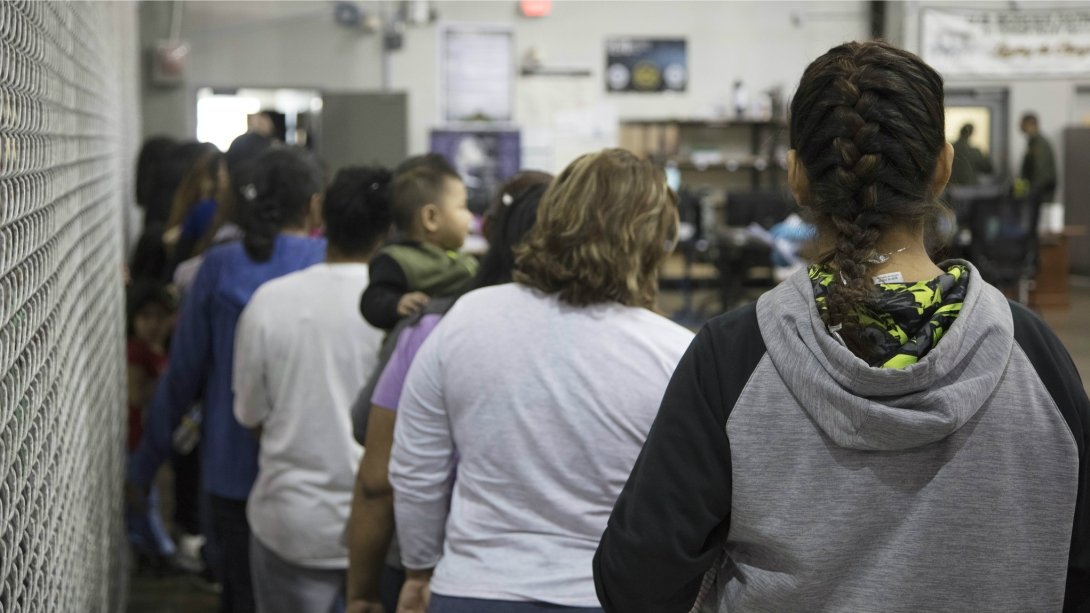 Undocumented immigrants at a Customs and Border Protection facility