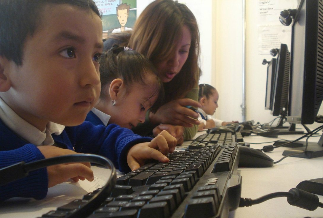 Kids working at computers
