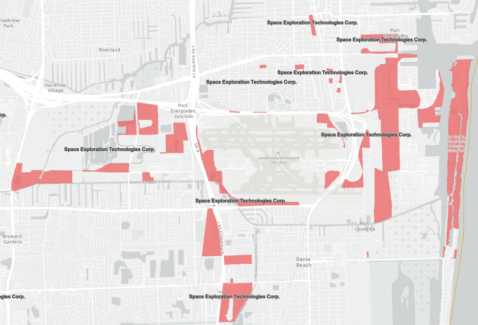 Map of subsidies in blocks adjacent to Fort Lauderdale-Hollywood International Airport
