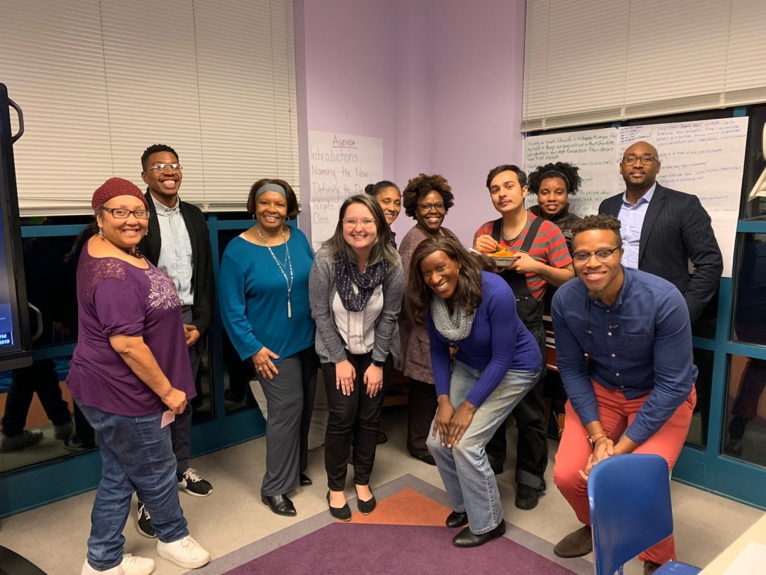 Participants in the library series smile for the camera