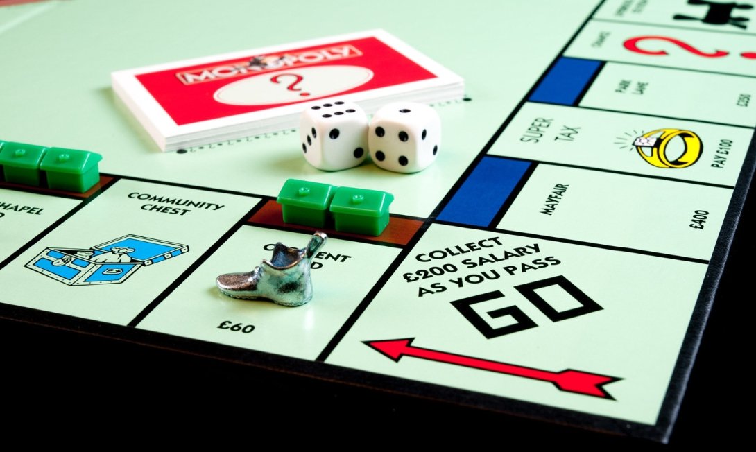 A section of the Monopoly board game