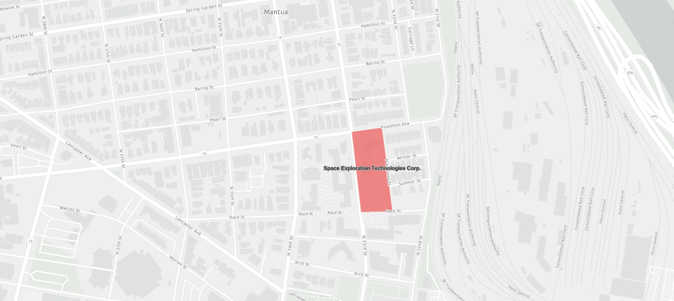 Map showing Drexel University English-department building