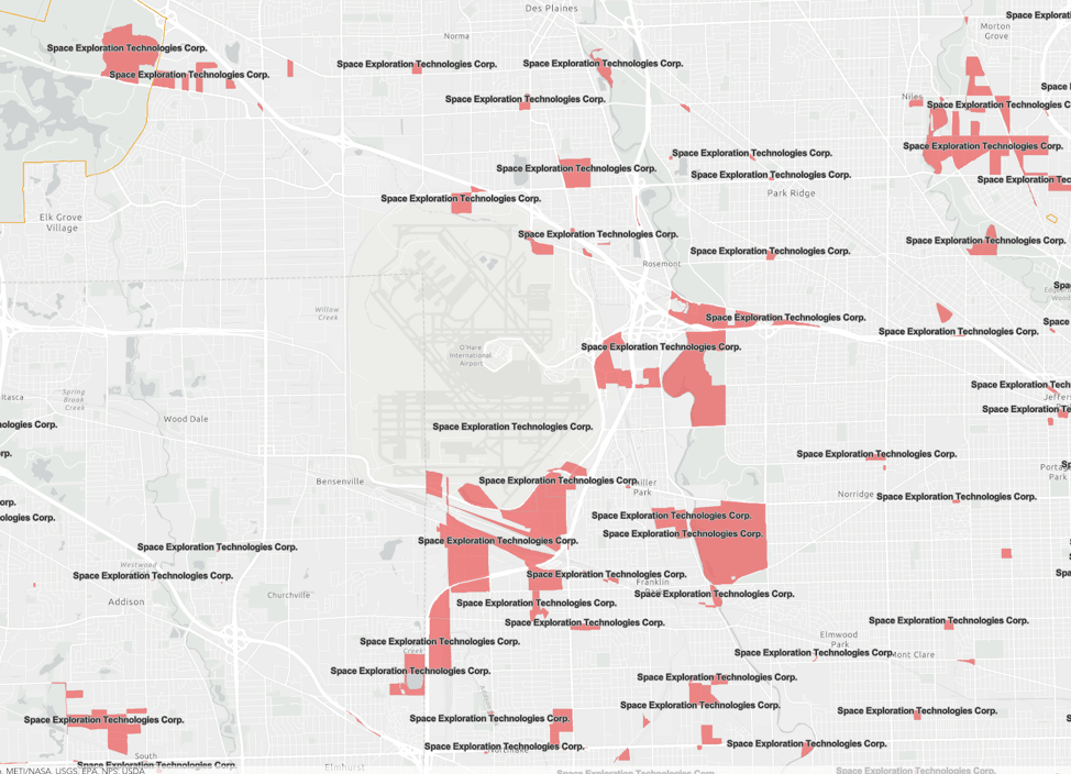 Map of subsidies bordering O'Hare International Airport