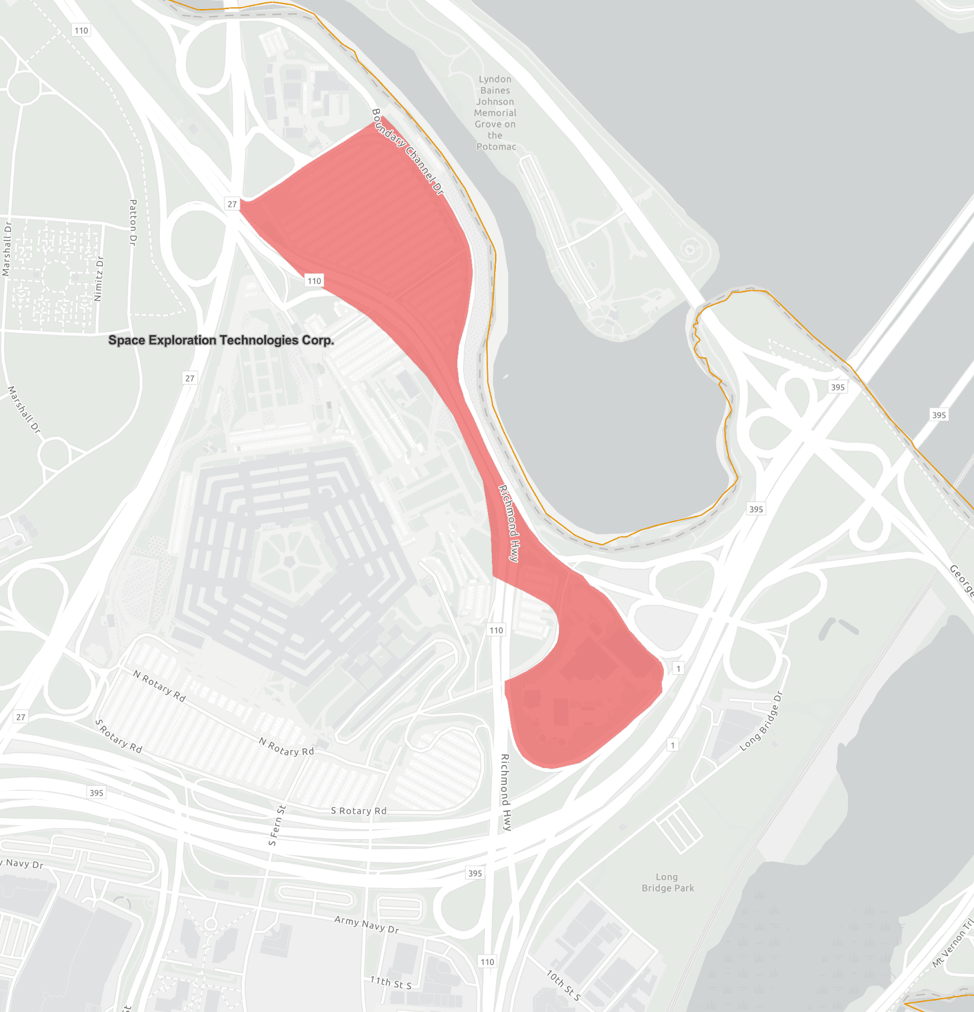 Map of area near Pentagon