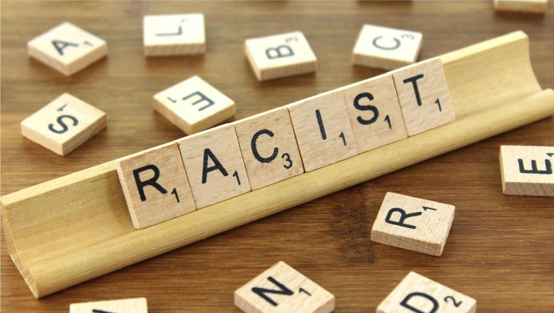 "Racist" spelled out in Scrabble tiles