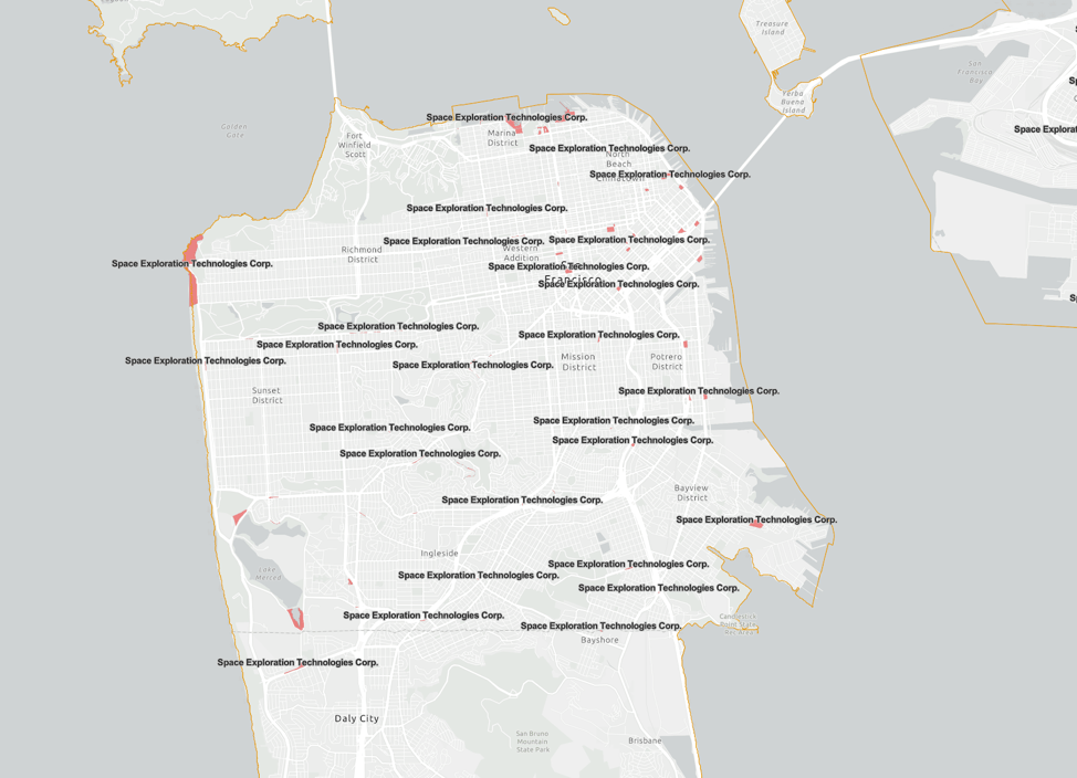 Map of subsidies to areas bordering Golden Gate Park in San Francisco