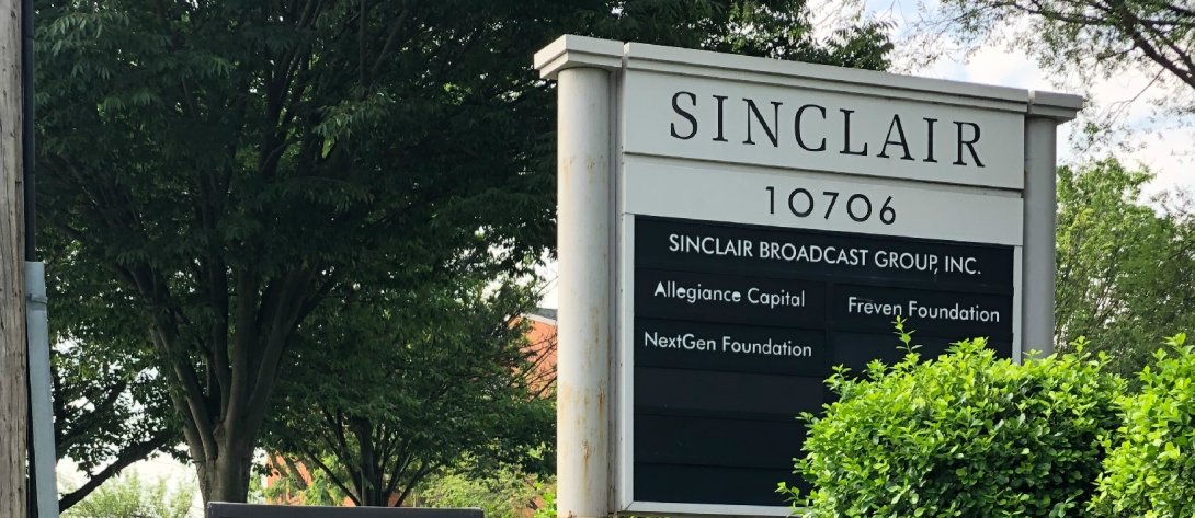 Sign in front of the Sinclair Broadcast Group's headquarters