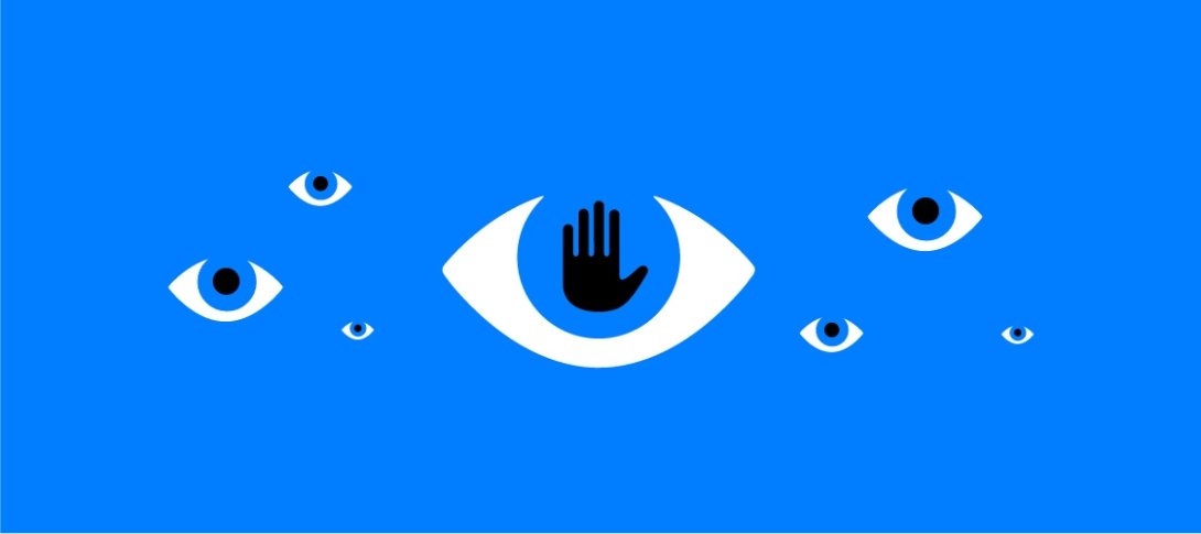 Cartoon eyes against a blue background