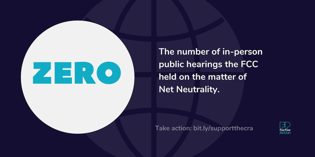 Zero / The number of in-person public hearings the FCC held on the matter of Net Neutrality