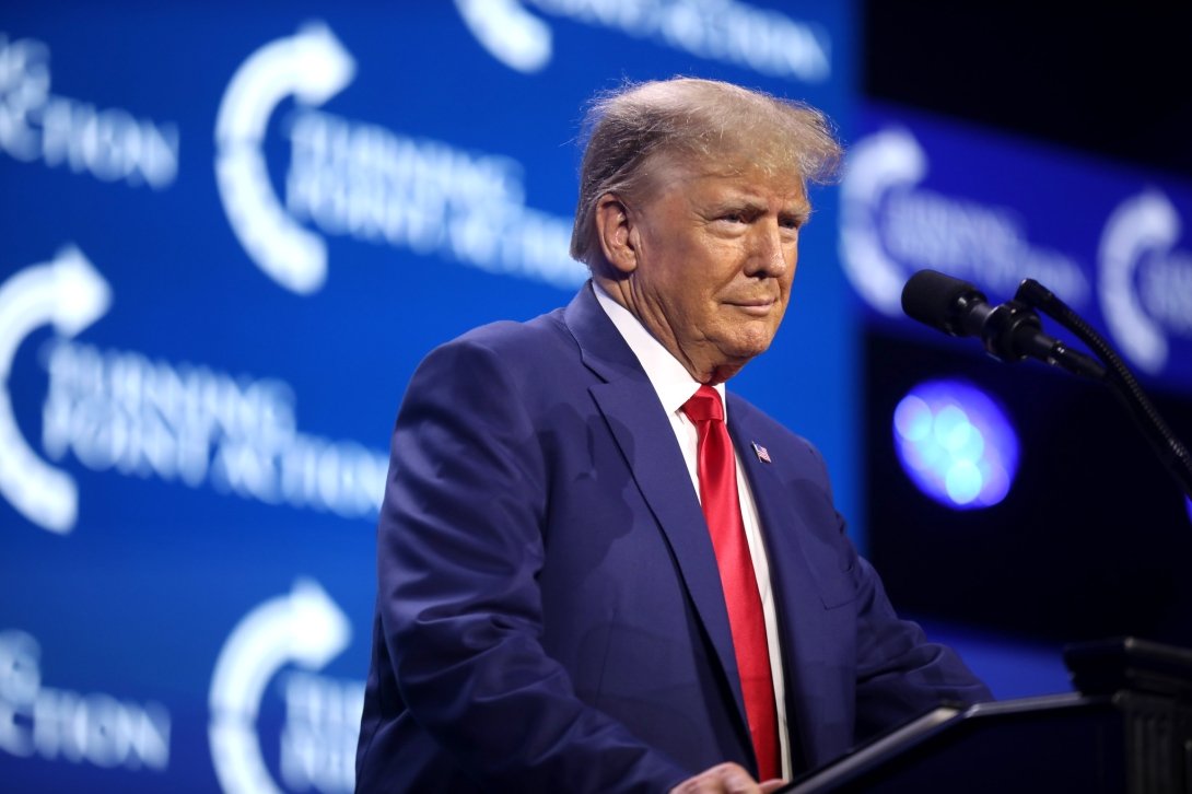 Trump at a podium