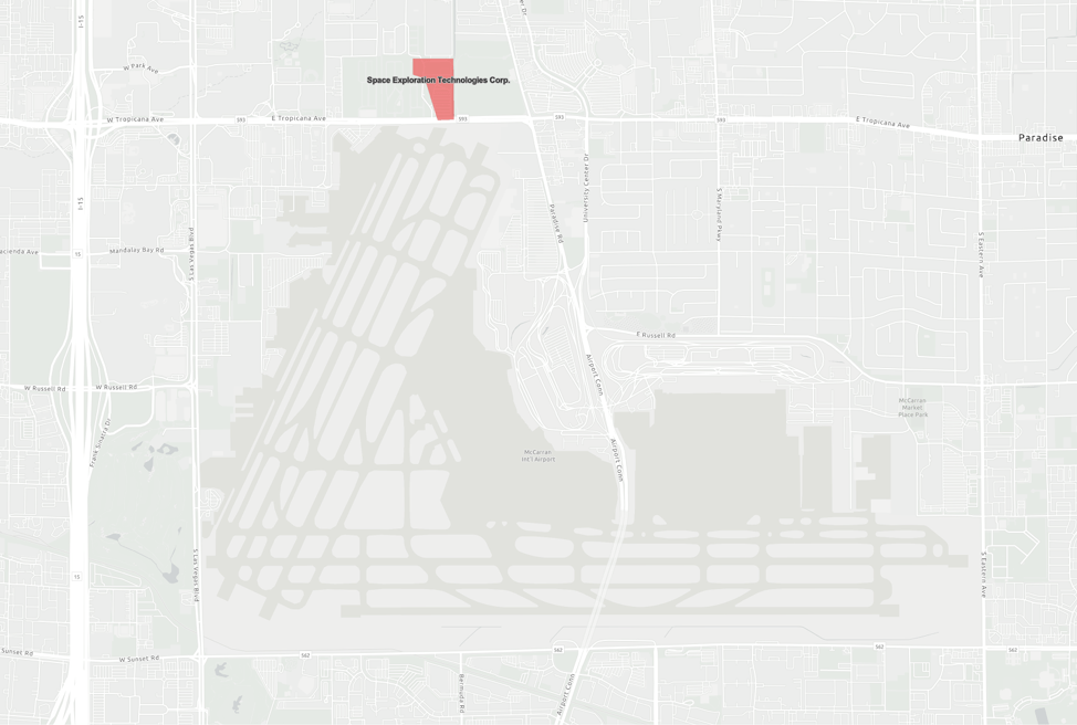 Map of subsidies at parking lot and strip mall near McCarran International Airport 
