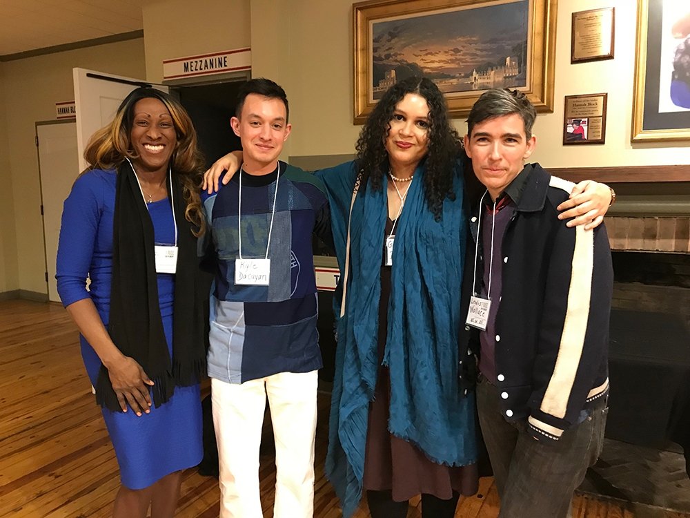 Rev. Debra Hopkins, Kyle Dacyuan of PEN America, writer Gabrielle Bellot and journalist Lewis Wallace shortly after their session on transgender narratives at Free Movement 2018