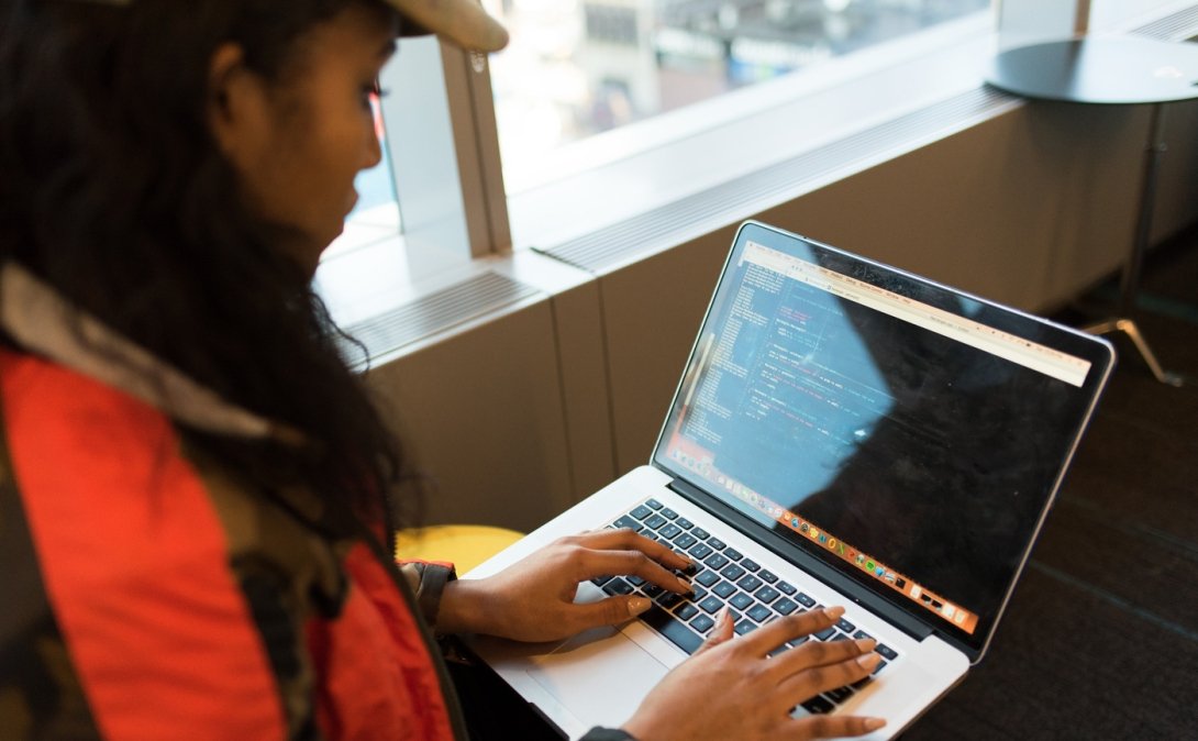 Woman using laptop
