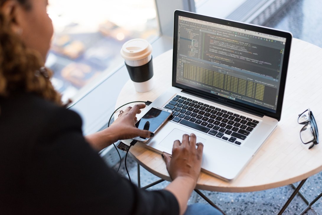 Woman using laptop