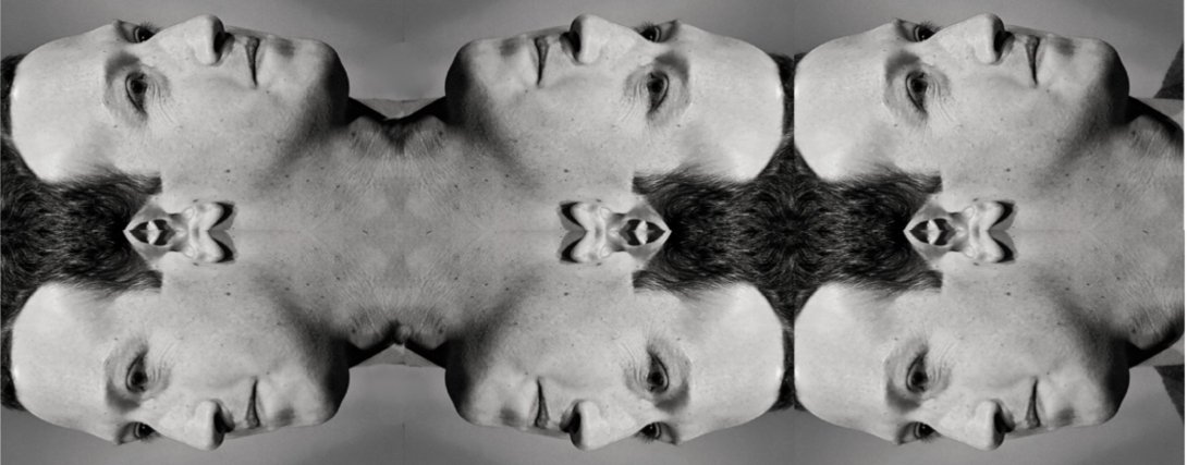 Black-and-white collage featuring multiple faces of Mark Zuckerberg